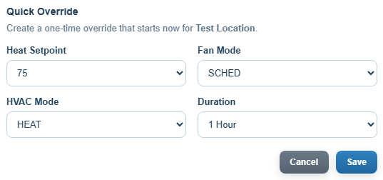 Instant override pop-up